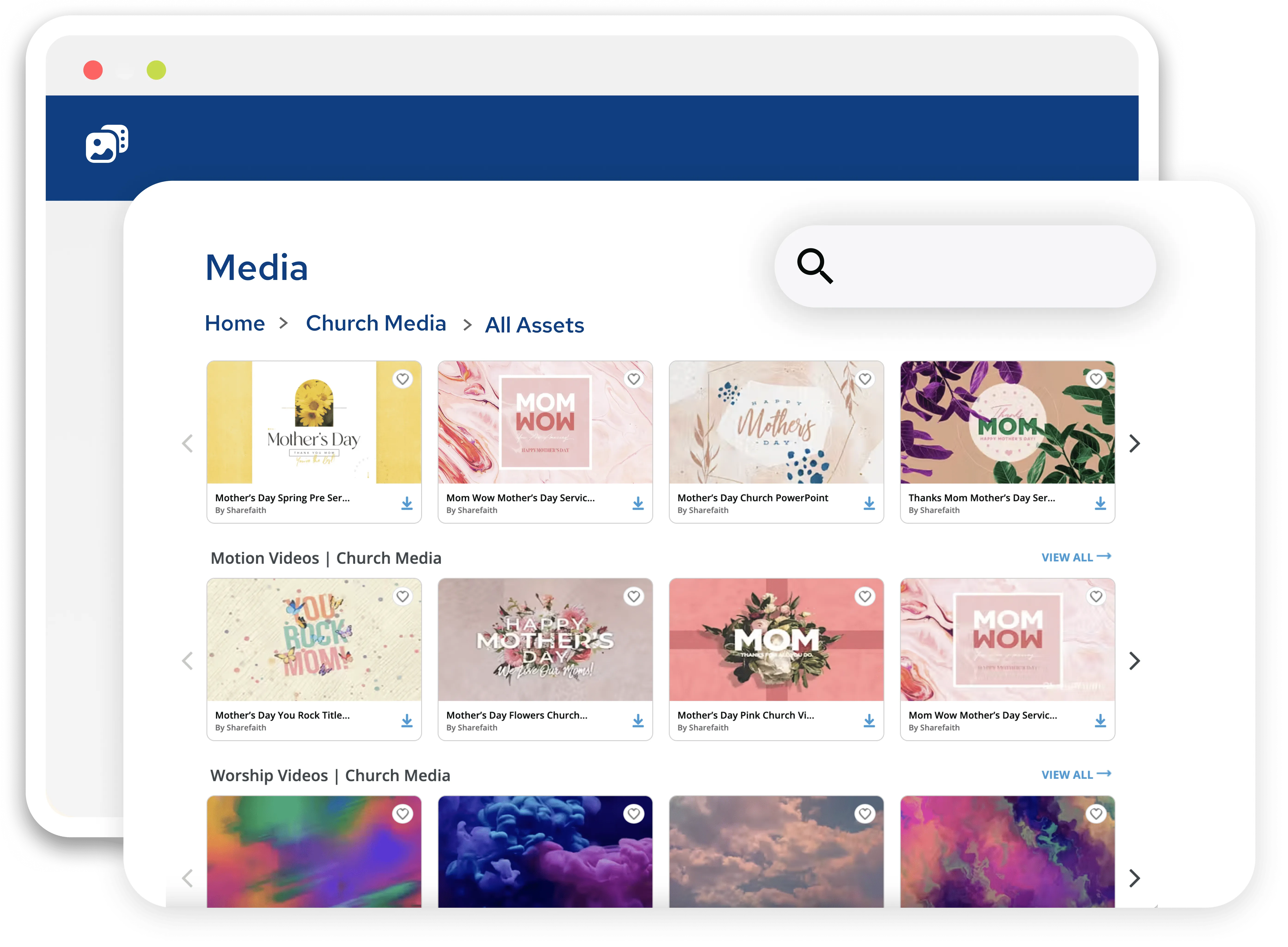 Dashboard showing All media assets